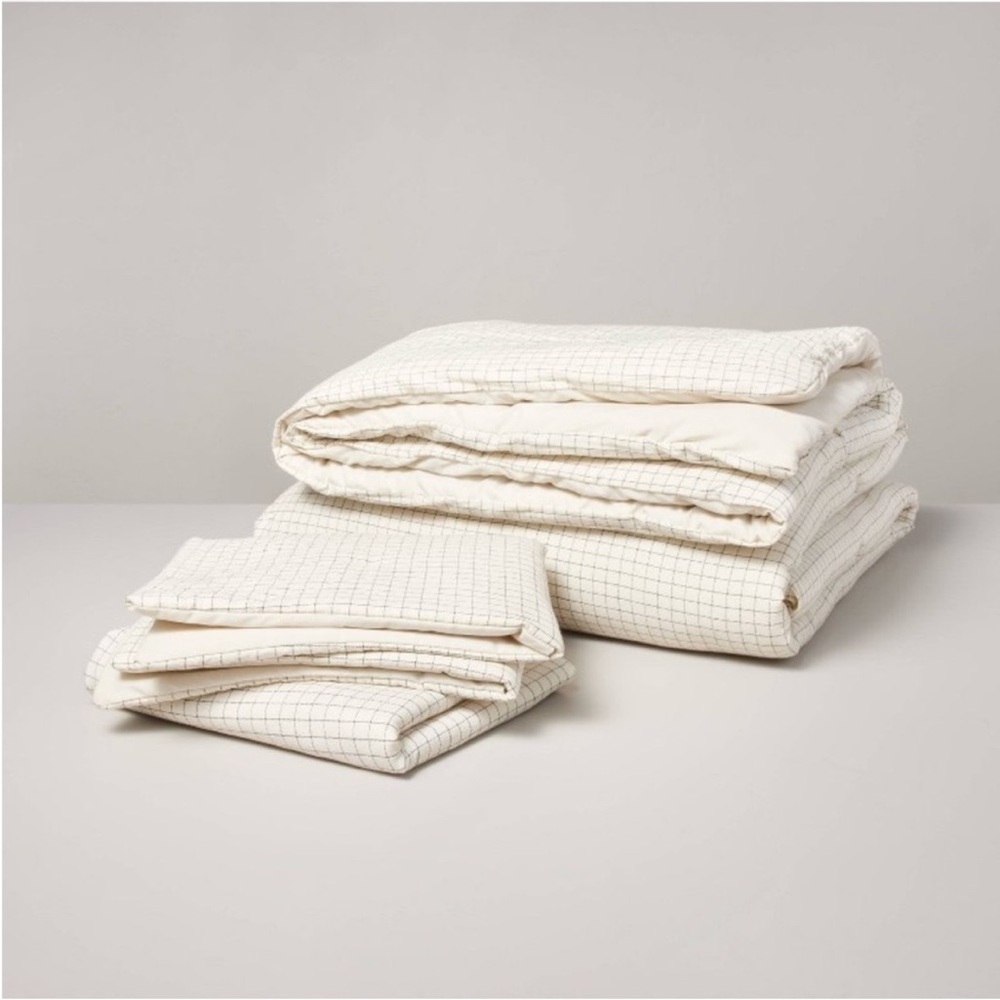 NWT 3pc Full/Queen Mini Grid Stitch Comforter Bedding Set Railroad Gray - Picture 2 of 7